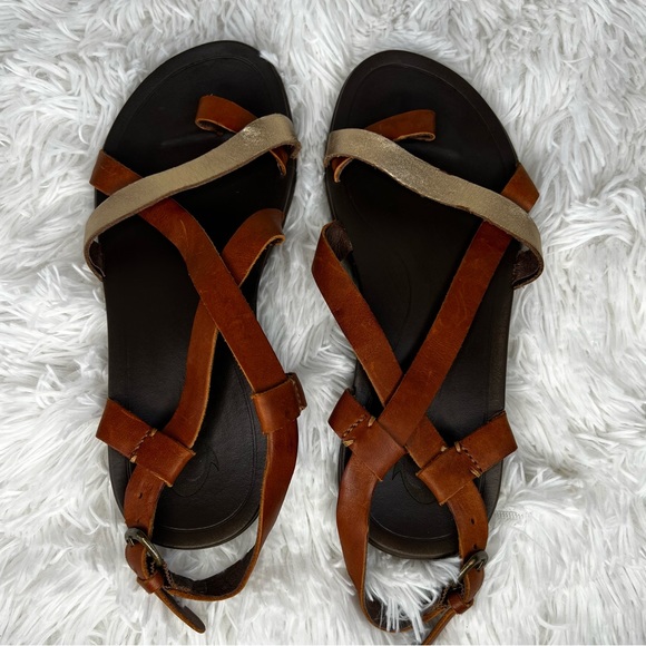 OluKai Brown and Gold Sandals - Picture 2 of 14
